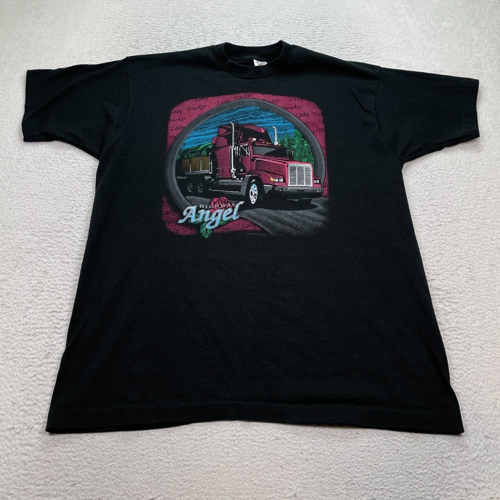 Vintage American Trucker T-Shirt Unisex Size 2XL Highway Angel Lady Trucker 90's